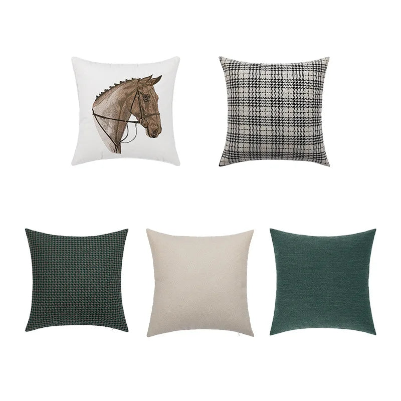 Afralia™ Horse Head Embroidery Pillowcase, Nordic Luxury Design for Modern Living Room