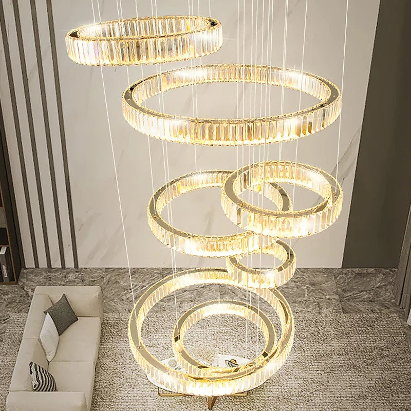 Afralia™ Luxury Crystal Chandelier Modern Led Lighting for Ining Room Staircase Villa Hall