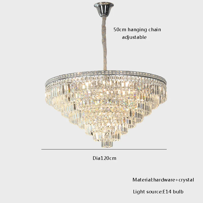 Afralia™ Silver Crystal Ceiling Chandelier LED Luxury Home Decor Living Dining Room Lighting