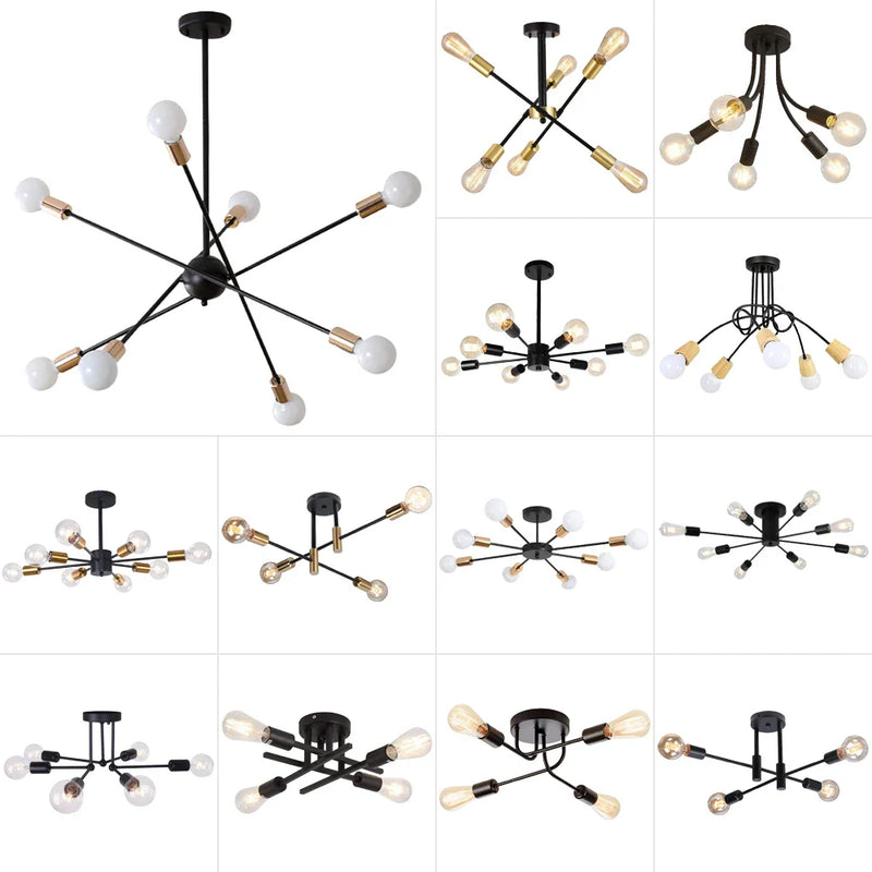 Afralia™ Sputnik Ceiling Chandelier: Modern Nordic Semi Flush Mount Lighting Fixture