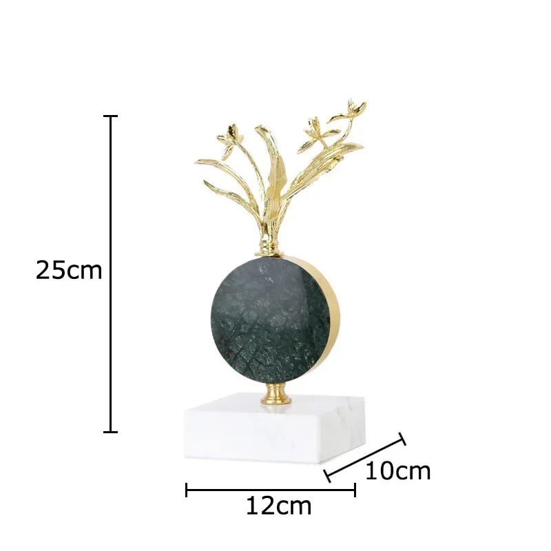 Afralia™ Gold-plated Flower Crystal Sculpture Desk Decoration Modern Crafts Room Decor