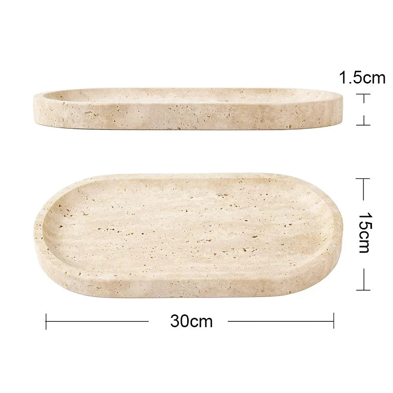 Afralia™ Travertine Vanity Tray for Bathroom and Kitchen Décor