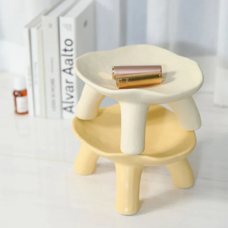 Afralia™ Nordic Ceramic Jewelry Dish Stool: Earrings Necklaces Rings Storage Display Tray