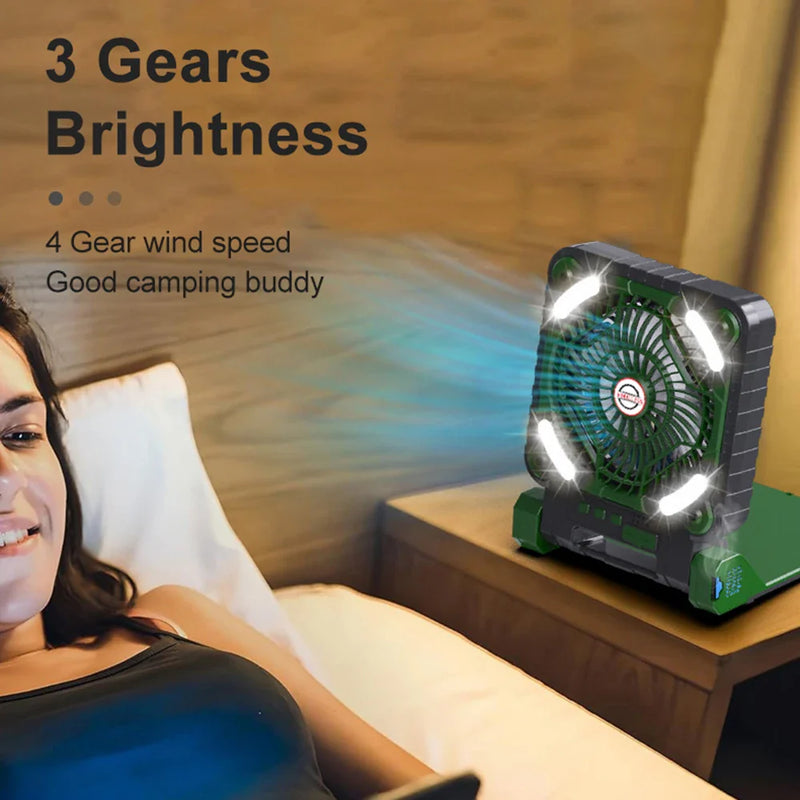 Afralia™ Solar Fan Camping Light: Portable Desk Lamp, 4 Speeds, Rechargeable for Outages & Outdoor Retreats