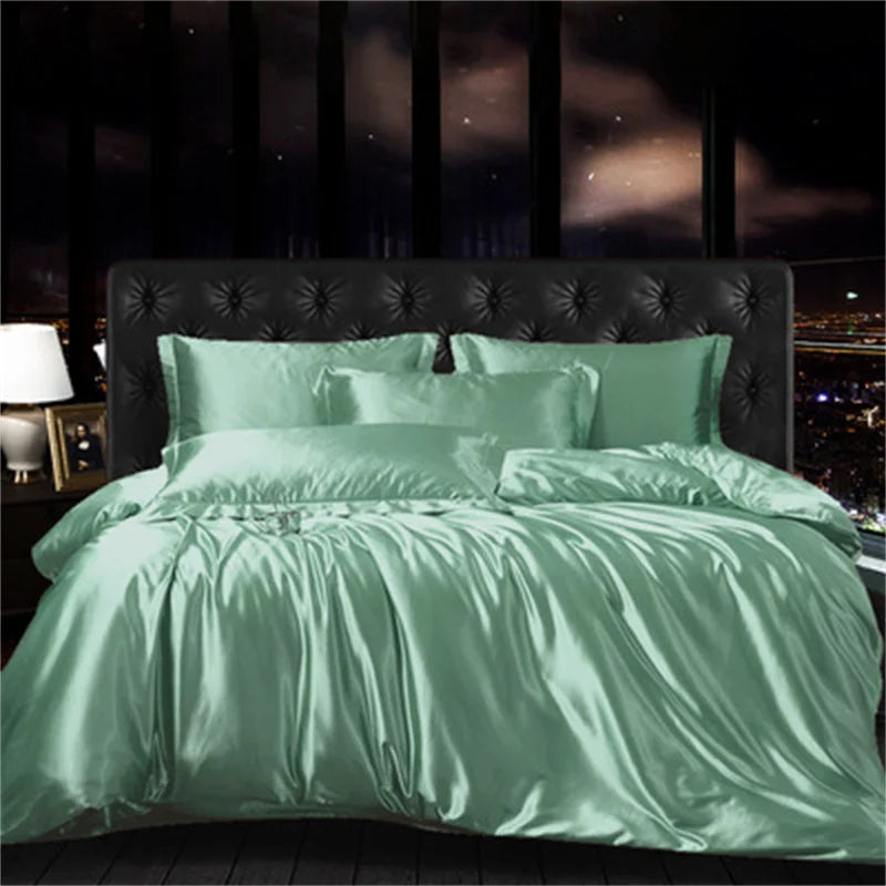 Afralia™ Mulberry Silk-blend Satin Duvet Cover Set for King & Queen Beds