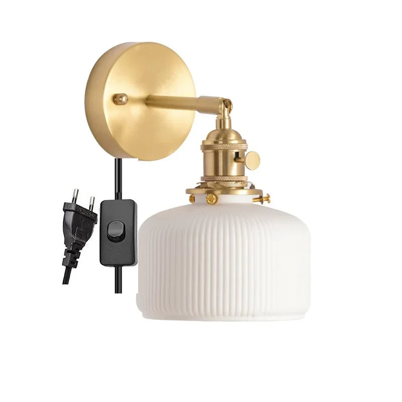 Elk Ceramic LED Wall Sconce, Afralia™ Nordic Copper Pull Chain Mirror Light