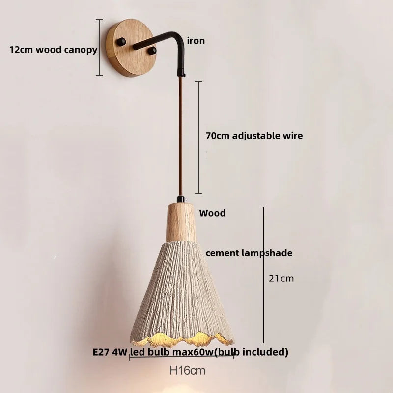 Afralia™ Modern Nordic Cement Wall Lamp Sconce with Pull Chain Switch