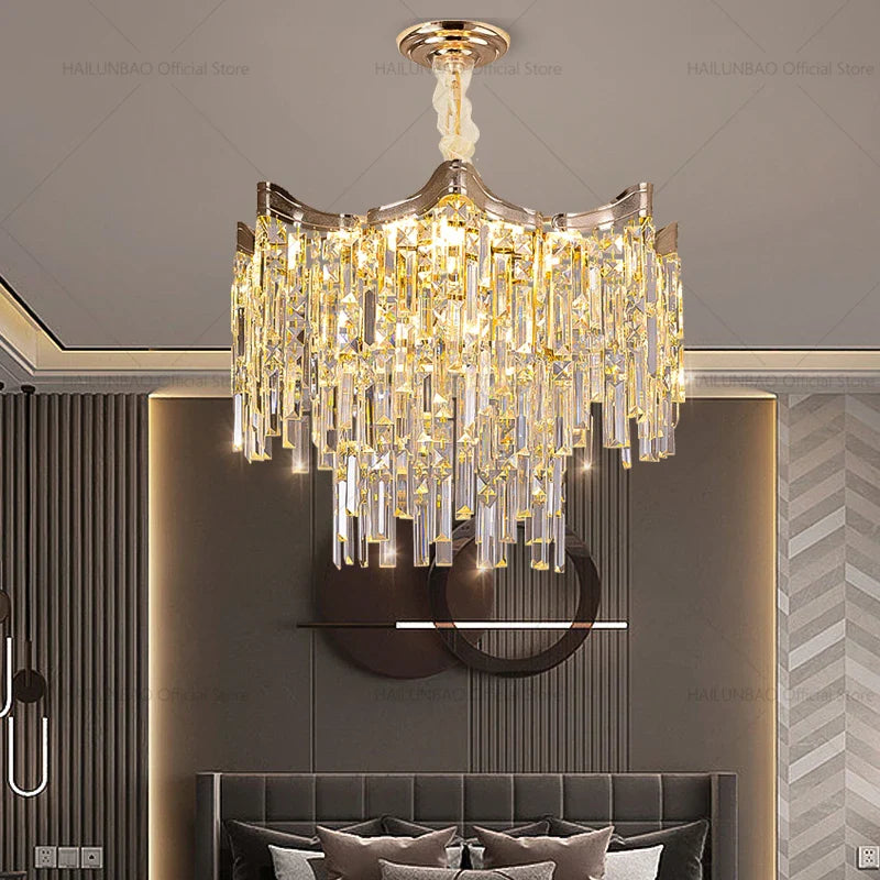Afralia™ Tassel Crystal Chandelier: Postmodern Luxury Lamp for Living Room, Bedroom, and Restaurant