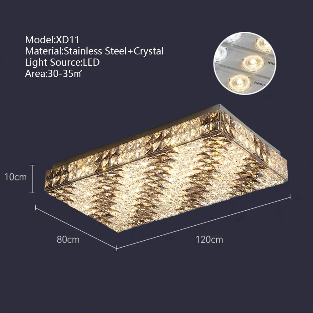 Afralia™ Crystal LED Rectangle Chandelier for Elegant Home Decor
