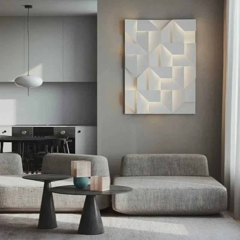 Afralia™ Shadow Metal Sconce Light for Geometric Led Wall Lamp, Living Room, Bedroom
