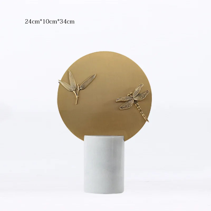 Afralia™ Golden Geometric Circle Insect Figurine Set Home Decor