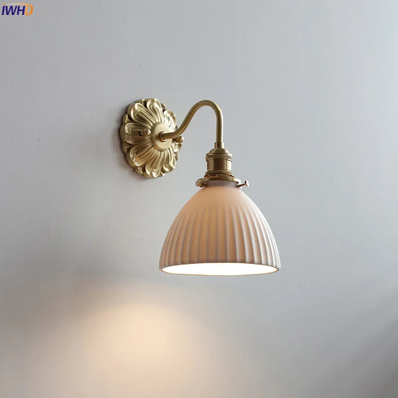 Afralia™ Nordic Copper Ceramic LED Wall Sconce for Living Room and Bathroom