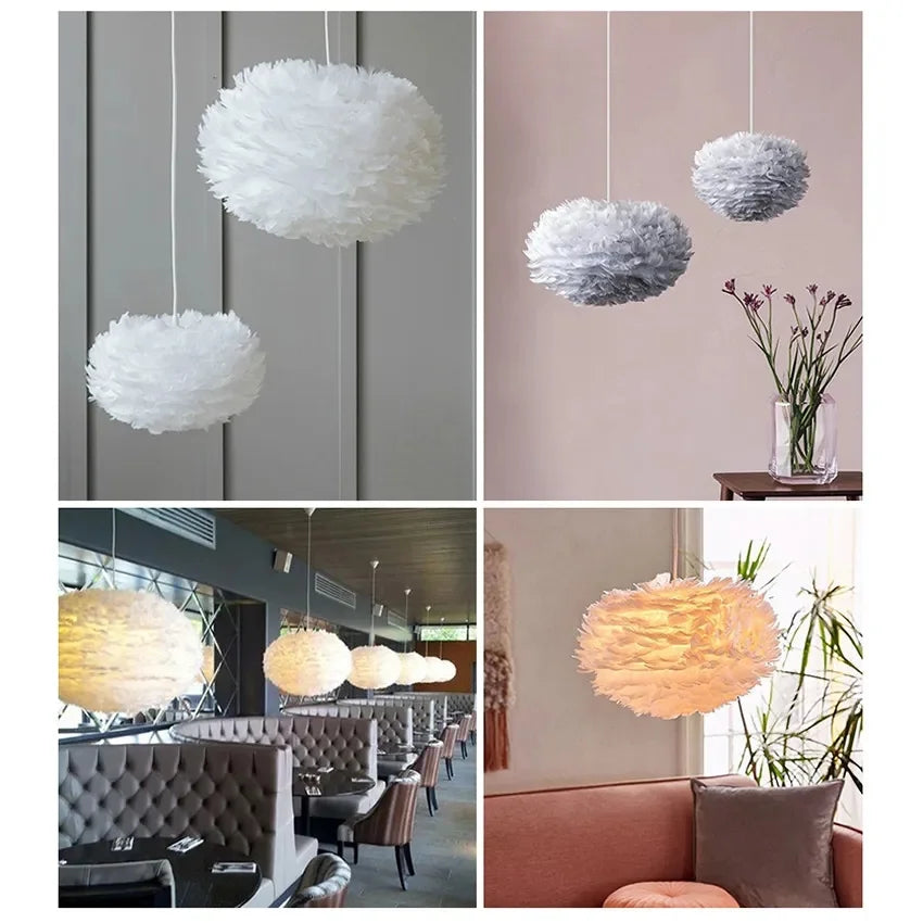 Afralia™ Feather Pendant Light Chandelier for Bedroom Living Room Dining Children's Room