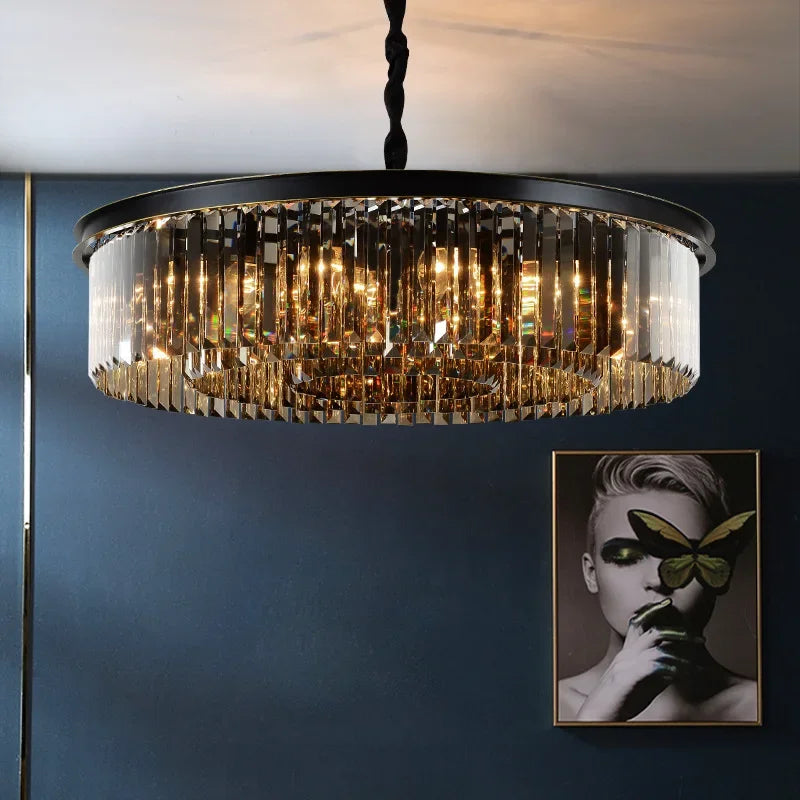 Afralia™ Lux LED Crystal Chandeliers - Modern Bedroom Living Room Pendant Lights