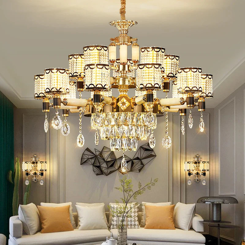 Afralia™ Luxury Crystal Chandelier Dining Living Room Bedroom Pendant Lamp