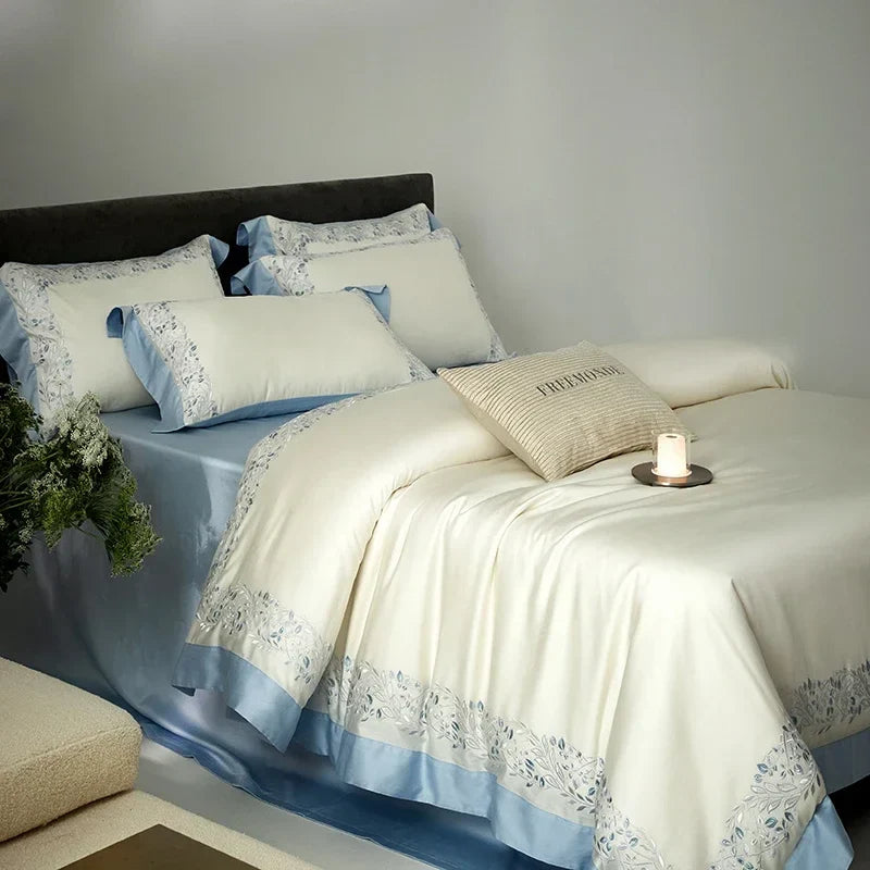 Afralia™ Egyptian Cotton Bedding Set: King/Queen Size Sheets, Blanket, Cover, Pillowcase - Solid Color