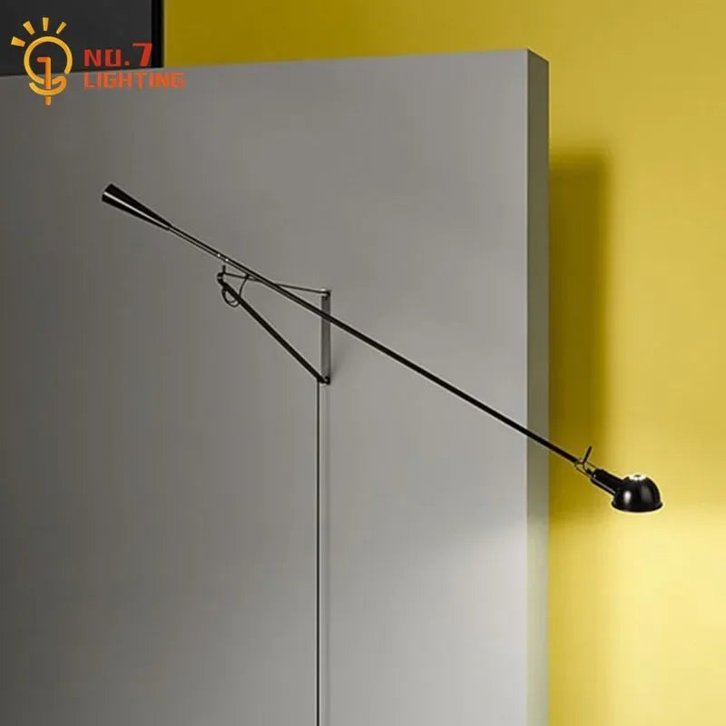 Afralia™ Adjustable LED Wall Lamp Swing Arm Modern Light Fixture Black/White for Living Room