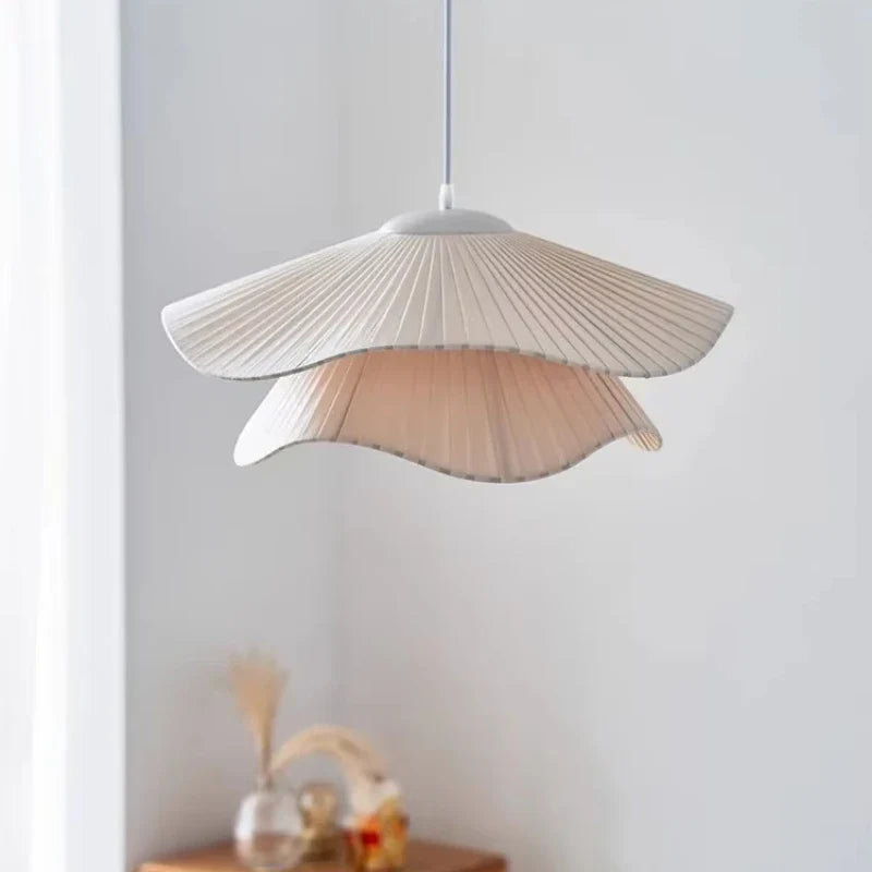 Afralia™ Nordic White Fabric Pendant Chandelier with LED Lighting for Dining Room & Bar