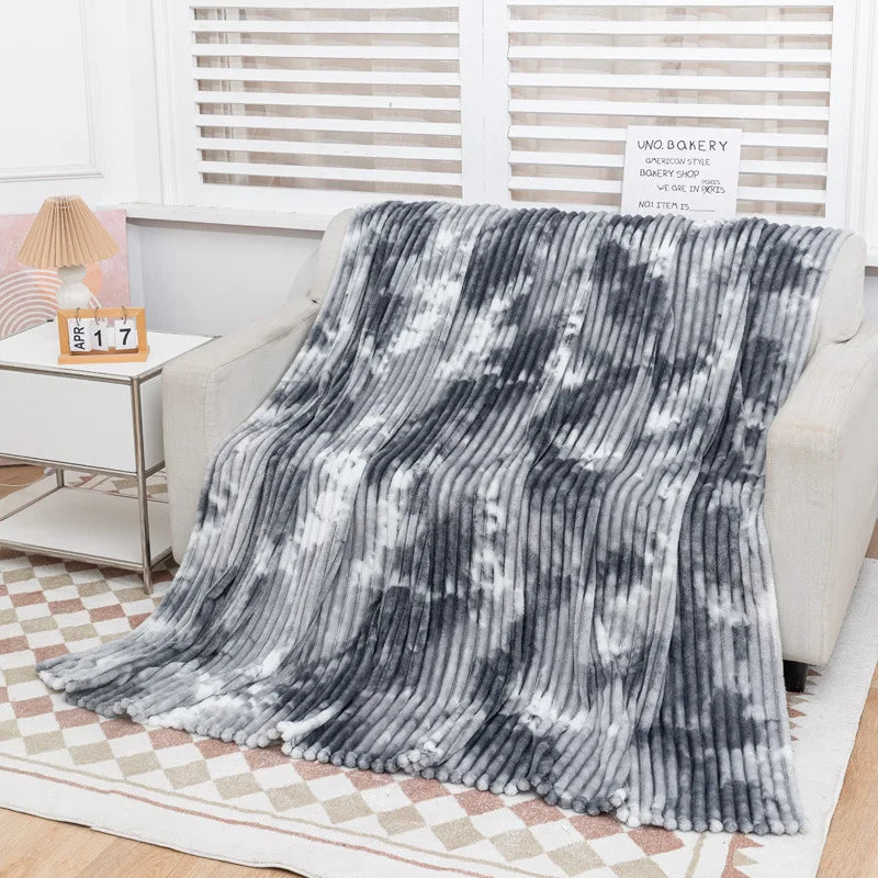 Afralia™ Striped Faux Rabbit Plush Multi Functional Blanket for All Seasons