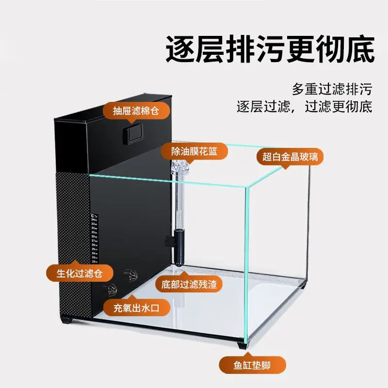 Afralia™ Ultra White Glass Goldfish Tank with Triple Water Purification System