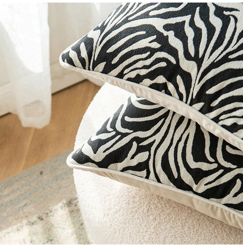 Afralia™ Zebra Hemming 50x50 Pillowcase Leopard Print Nordic Style Modern Cushion Cover