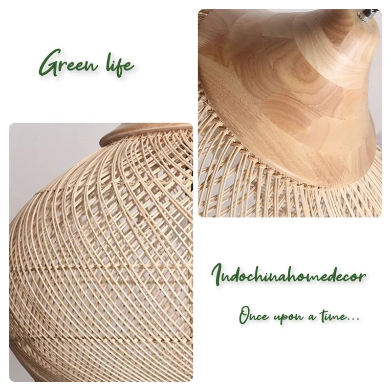 Afralia™ Vintage Rattan Pendant Lamps: Japanese Wabi Sabi Style for Kitchen, Dining Room