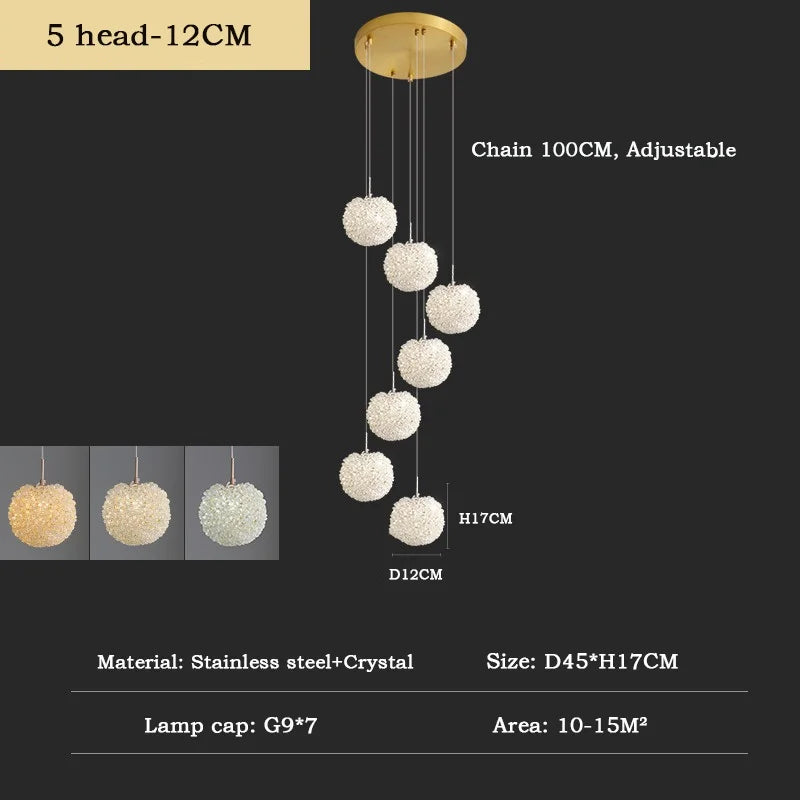 Afralia™ Luxury Pineapple Crystal Pendant Lamp for Modern Villa Lighting