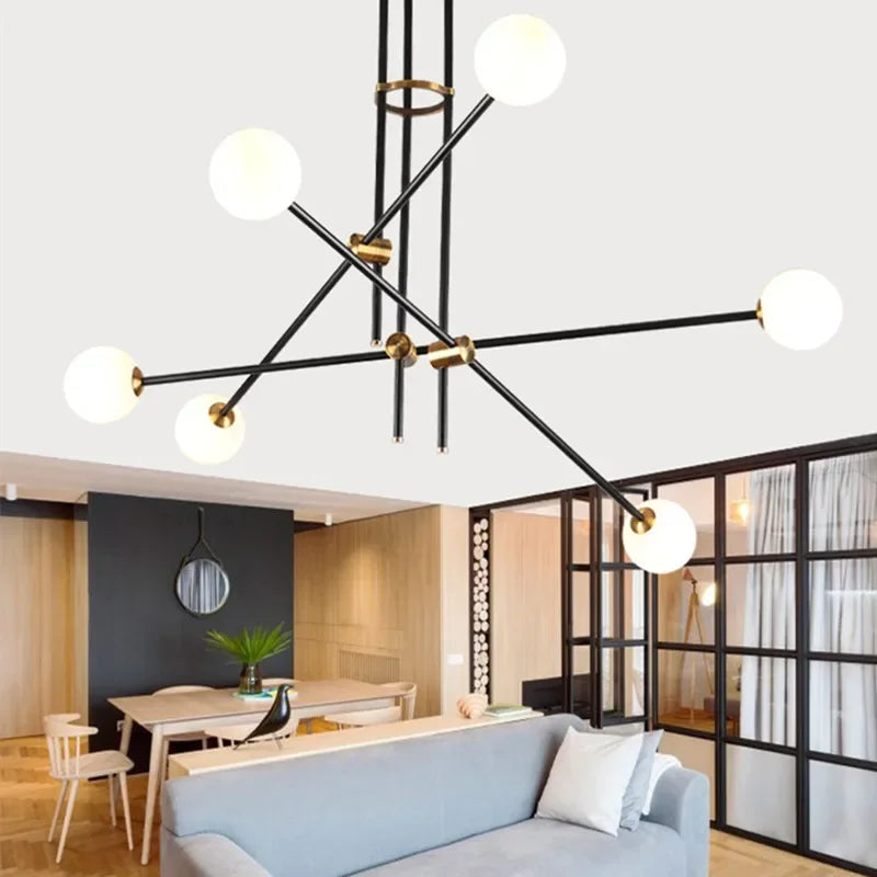 Afralia™ Magic Bean Glass Chandelier | Minimalist Molecular Living Room Lighting