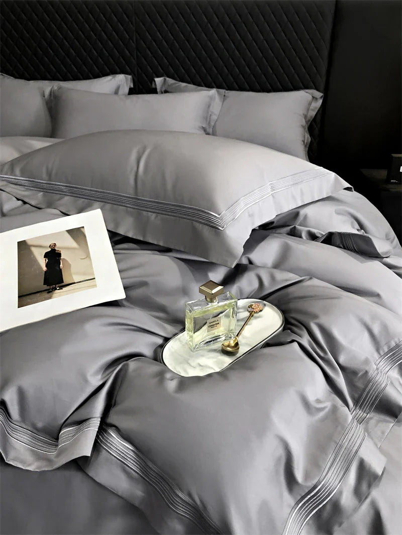 Afralia™ Luxury Embroidered Egyptian Cotton Bedding Set