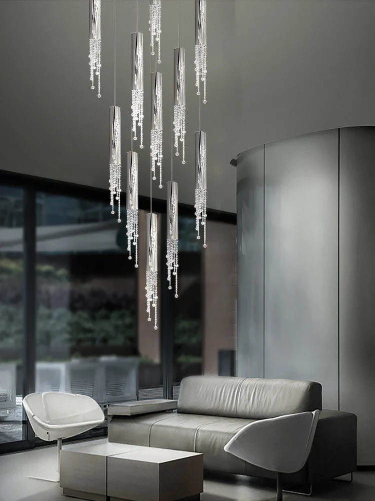 Afralia™ Designer Crystals Pendant LED Chandelier for Home Dining Room Lighting Fixture