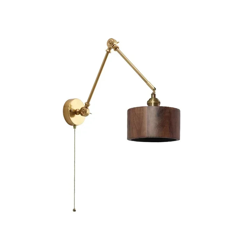 Afralia™ Wooden Wall Sconce LED Light - Modern Bedroom Beside Lamp - Left Right Rotate UP Down.