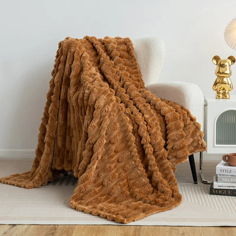 Afralia™ Faux Bamboo Knot Velvet Blanket: Soft, Cozy, All-Season Flannel Throw & Shawl