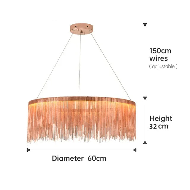 Afralia™ Gold Chain Chandelier with Remote Control - Modern LED Pendant Light for Home Décor