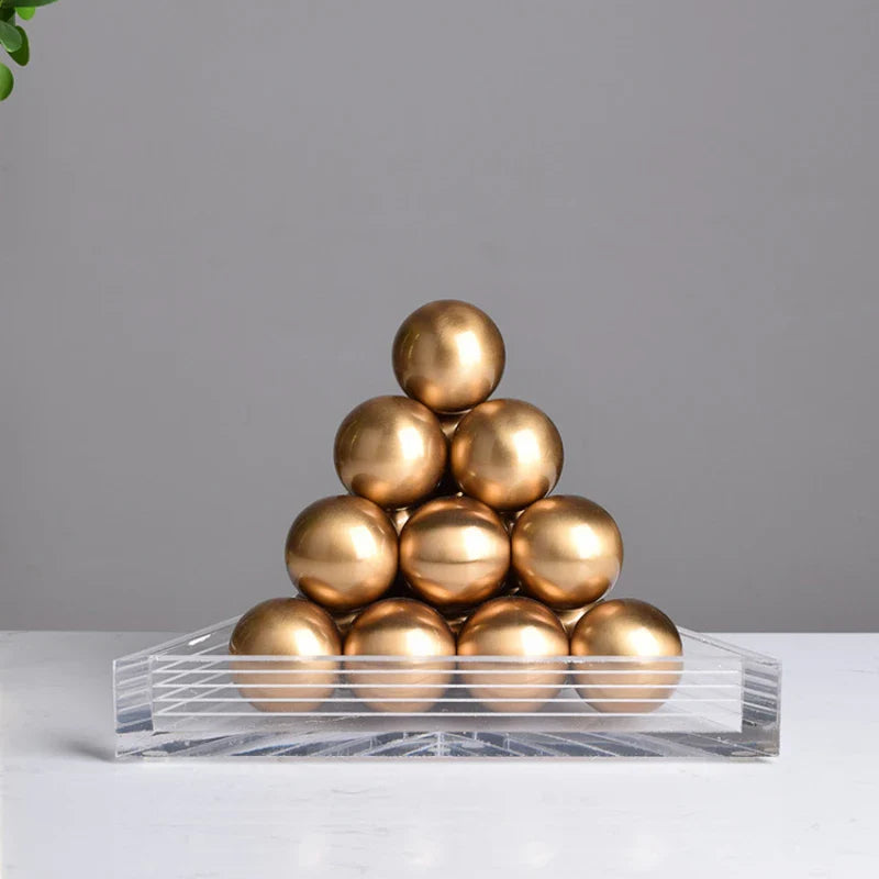 Afralia™ Geometric Gold Tower Set for Stylish Home Decor