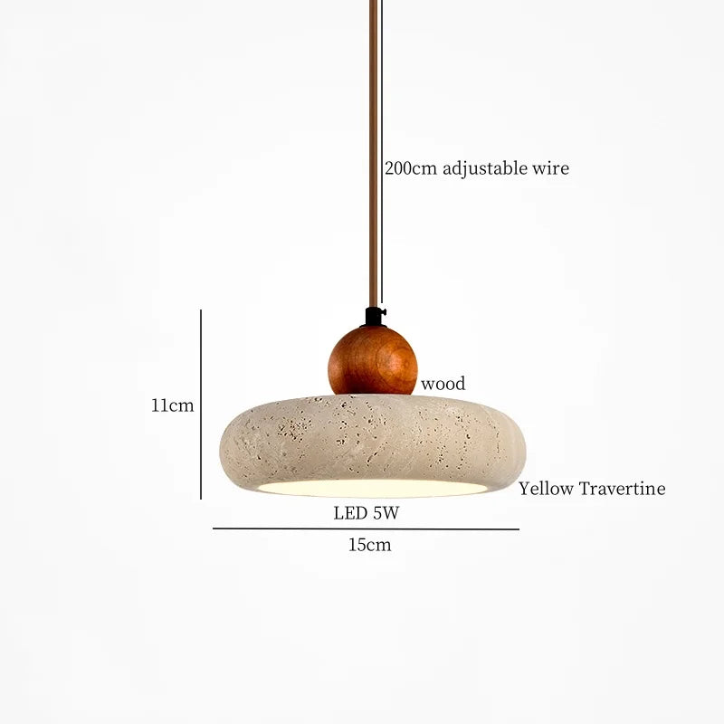 Afralia™ LED Pendant Lights, Yellow Travertine Vintage Hanging Lamp for Living Room & Kitchen