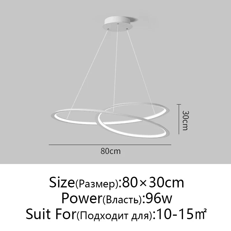 Afralia™ Circular Black/White Chandelier for Living, Dining, and Kitchen Room