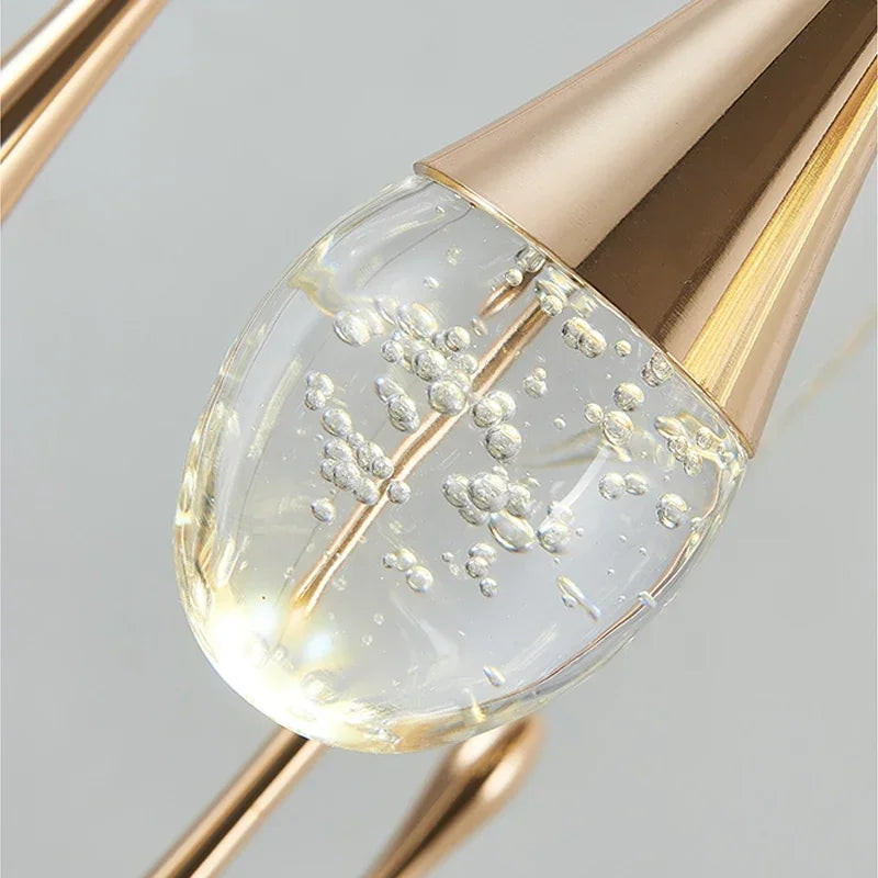 Afralia™ Gold Crystal Chandelier Pendant Light, Modern Minimalist Loft Staircase Fixture