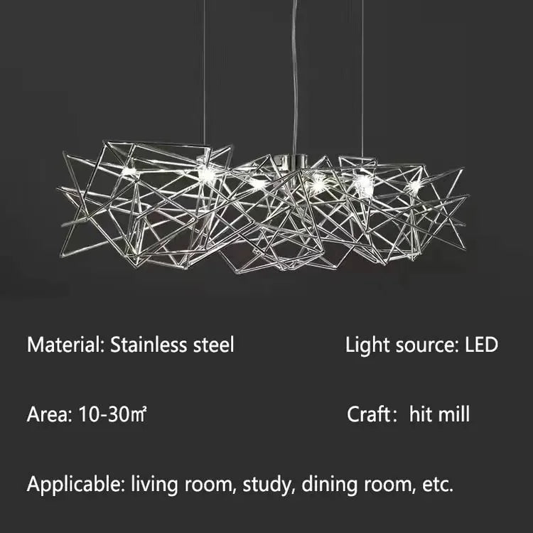 Afralia™ Silver LED Stainless Steel Chandelier Modern Luxury Art Hanging Light