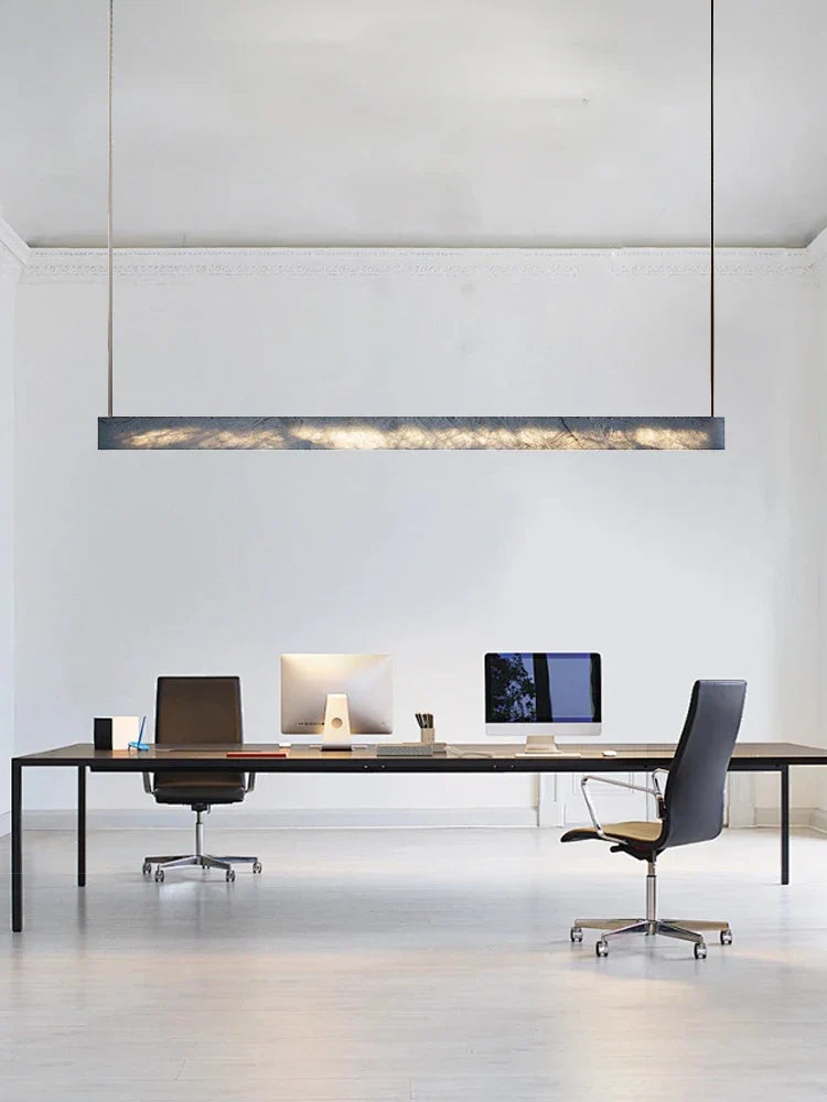Afralia™ Marble Leather Ceiling Chandelier: Long Minimalist LED Lighting for Home, Office, Dining & Bar