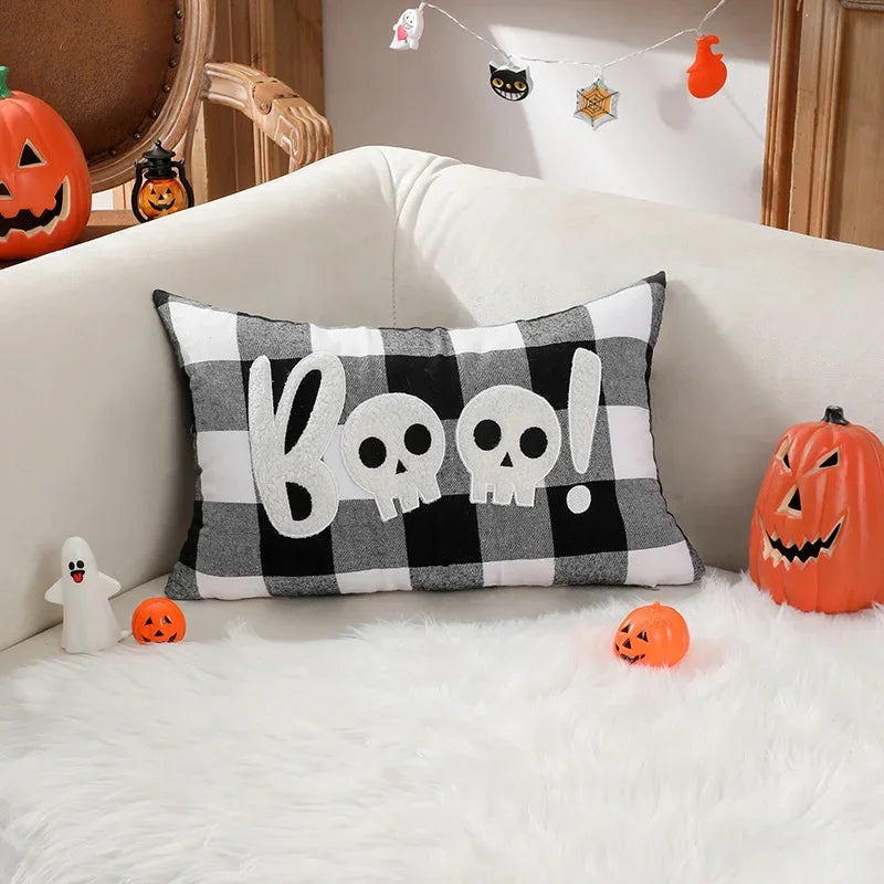 Afralia™ Halloween Ghost Embroidery Pillow for Cozy Living Room Sofa Rest