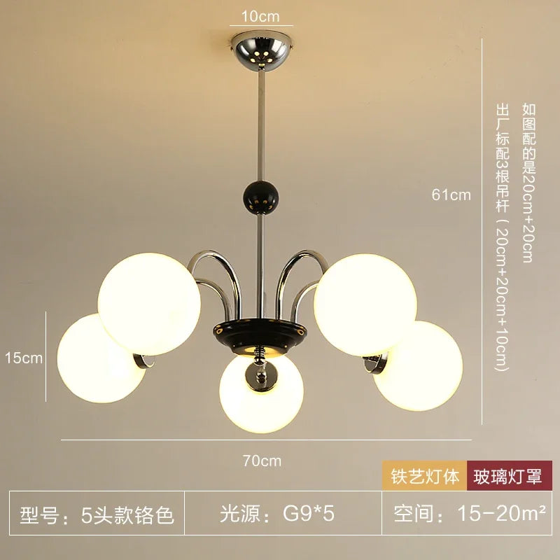 Afralia™ Vintage Iron Art Glass Chandelier LED Lighting Modern for Living/Dining/Bedroom