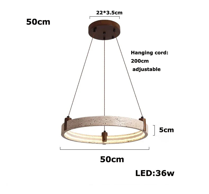Afralia™ Stone Ring LED Chandelier Pendant Light for Living Room