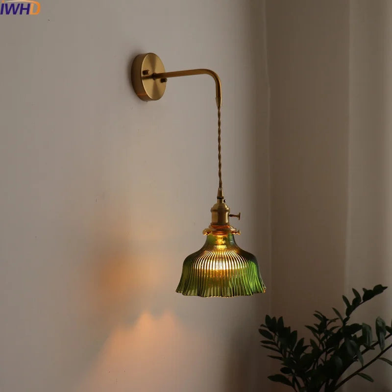 Afralia™ LED Wall Lamp Glass Copper Arandelas Para Parede Retro Style for Living Room