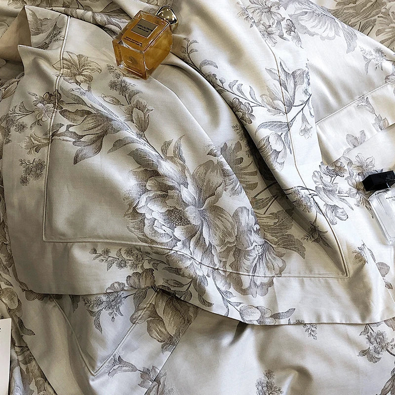 Afralia™ 1200TC Egyptian Cotton Satin Jacquard Patchwork Bedding Set with Silky Finish