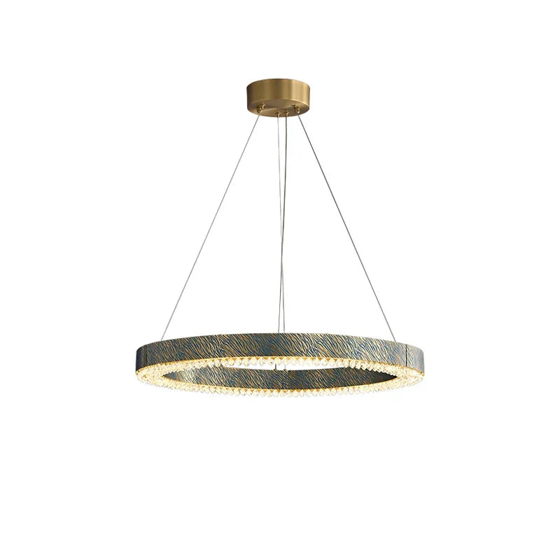 Afralia™ Blue Copper Crystal LED Ceiling Chandelier for Dinning Room