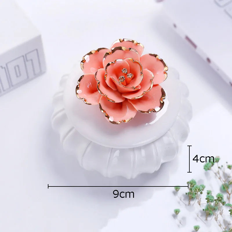 Afralia™ Rose Flower Ceramic Tea Canister Candy Pot Storage Jar