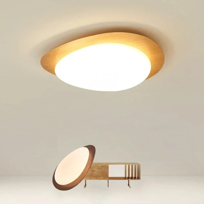 Afralia™ Nordic Wooden LED Ceiling Light for Home Decor