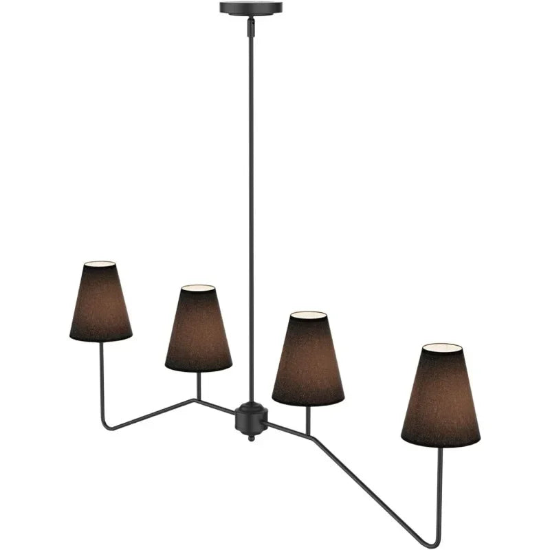 Afralia™ Vintage Chandelier Kitchen Island Lighting Classic Fabric Lampshade Polished Gold/Black