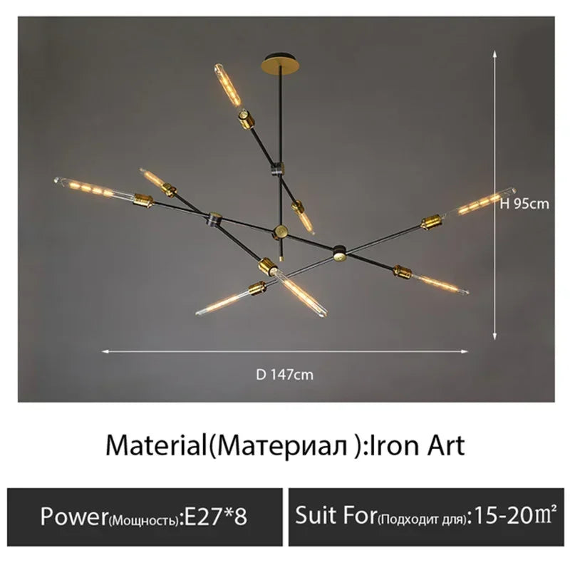 Afralia™ Retro Industrial Chandelier for Restaurant Living Room Bar Cafe Lighting