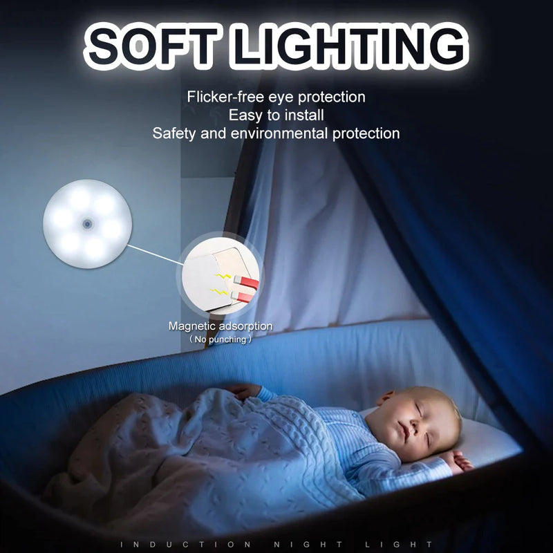 Afralia™ Motion Sensor LED Night Light Rechargeable Dimmable Lamp for Bedroom Kitchen Cabinet